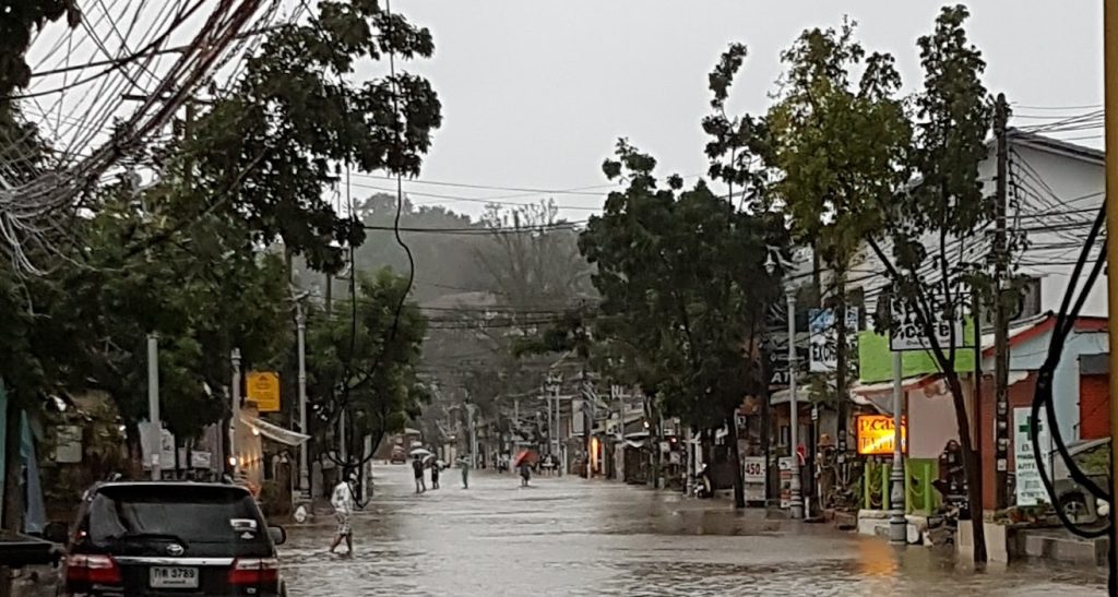 Flooded street in Thailand